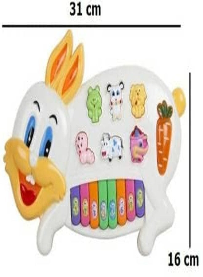 SPOCCO | Rabbit Piano Musical Toy Educational Learning Music Keyboard Toys for Kids Playset with Flashing Lights & 6 Animal Sounds & 8 Keys Fun Play Activity Birthday Gift for Boys Girls Toddlers -152 - Image 2
